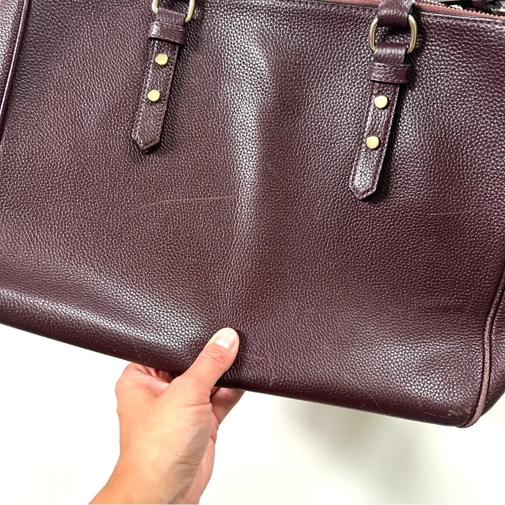Kate Spade Mahogany Pebbled Leather Mulberry Street Leighann Satchel Purse Bag